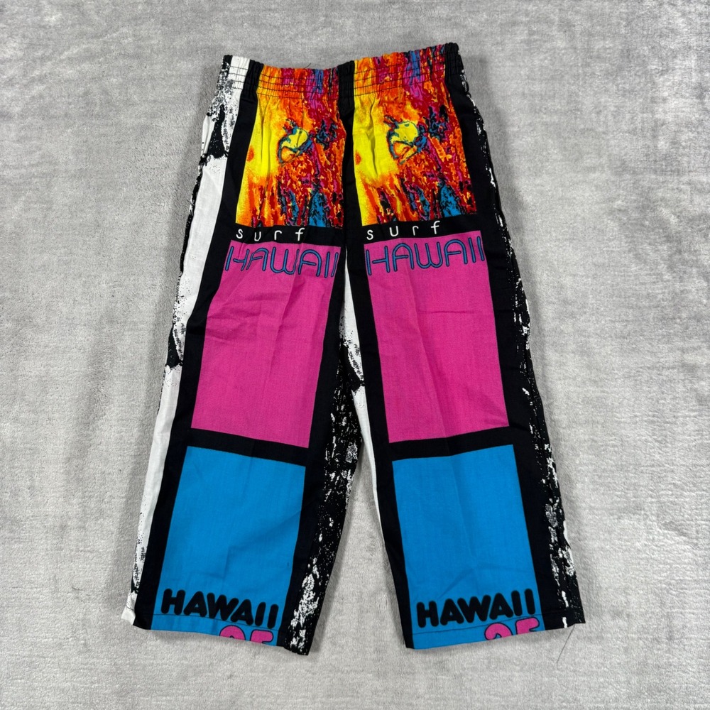 Newline Surf Hawaii Pants Youth Small Vintage 80s Beach Baggy Geometric Print
